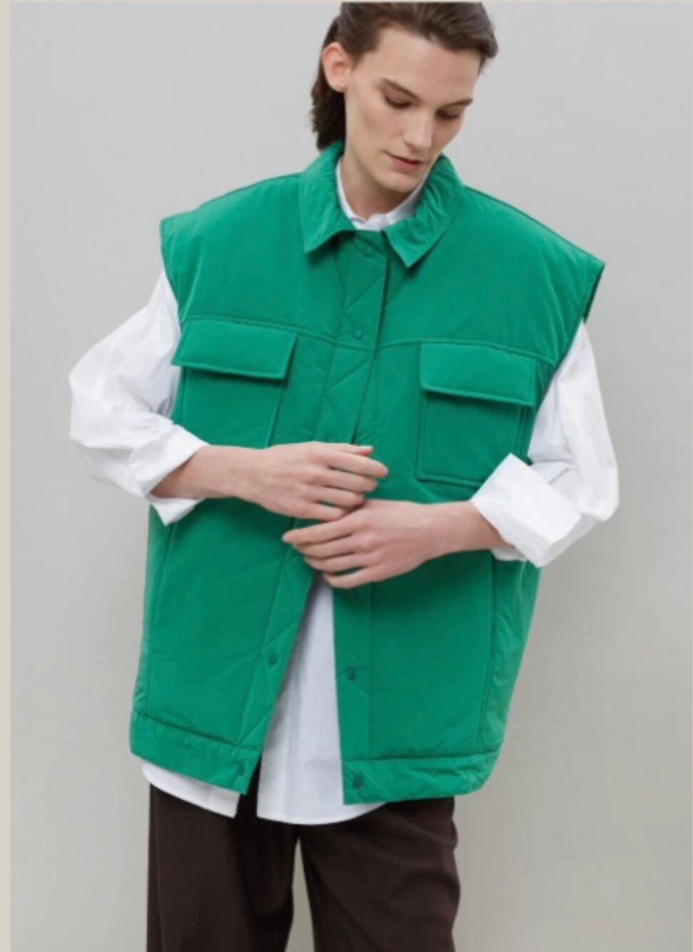 Frankie shop Nauja puffer emerald green vest sz small